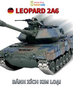 Xe Tăng Điều Khiển Từ Xa Cỡ Lớn, Sóng 2.4Ghz, Phóng Bom Nước Và Phun Khói Leopard 2A6 Đức Xích Kim Loại