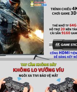 Máy Chơi Game Stick 4K 3D HDMI, Tay Cầm Không Dây, Kết Nối Tivi, Chơi Được Game PSP 7