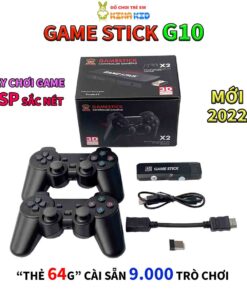 Máy Chơi Game Stick 4K 3D HDMI, Tay Cầm Không Dây, Kết Nối Tivi, Chơi Được Game PSP G10 64G