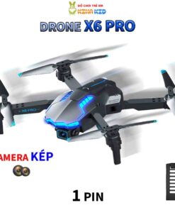 Flycam 4K Drone X6 Pro, Tích Hợp Camera Kép, Cảm Biến Tránh Vật Cản, Đèn Led Xanh Siêu Đẹp Camera kép 1 pin
