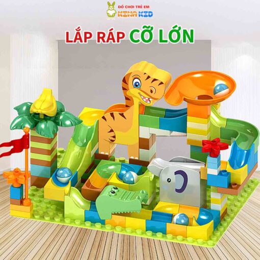 Đồ Chơi Xếp Hình Cầu Trượt Thả Bi 120 Chi Tiết Lớn Nukante, Cho Bé Dễ Dàng Lắp Ráp 1