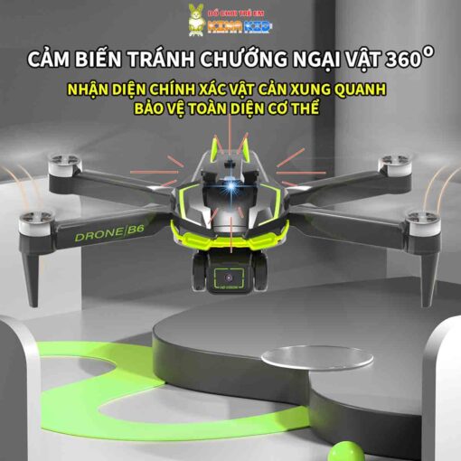 Flycam 4K Drone B6 Pro, Tích Hợp Camera Kép, Động Cơ Không Chổi Than, Cảm Biến Tránh Vật Cản, Đèn Led Xanh Siêu Đẹp 2