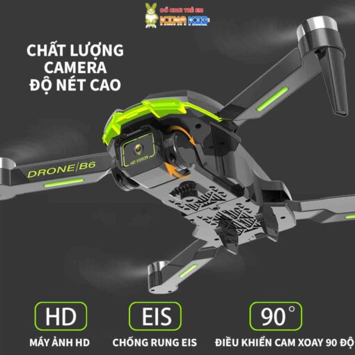 Flycam 4K Drone B6 Pro, Tích Hợp Camera Kép, Động Cơ Không Chổi Than, Cảm Biến Tránh Vật Cản, Đèn Led Xanh Siêu Đẹp 5