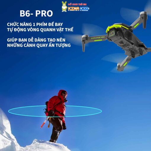 Flycam 4K Drone B6 Pro, Tích Hợp Camera Kép, Động Cơ Không Chổi Than, Cảm Biến Tránh Vật Cản, Đèn Led Xanh Siêu Đẹp 6