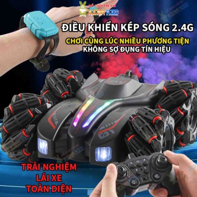 Xe Điều Khiển Địa Hình 2 Mặt Nhào Lộn Stunt Spray V2, Xoay 360 độ, Phun Sương Kép 8