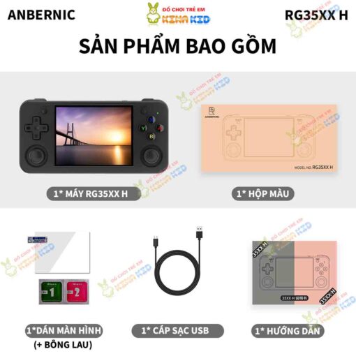 Máy chơi game Anbernic RG35XX H, màn hình ngang sắc nét, chơi được game PSP, PS1 8