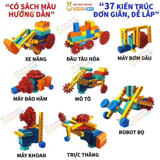 Bộ lắp ráp Robot Stem 250 chi tiết, có động cơ chuyển động thú vị cho bé phát triên tư duy logic 8