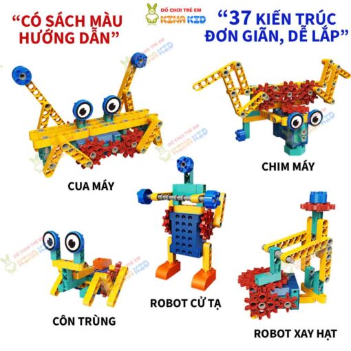 Bộ lắp ráp Robot Stem 250 chi tiết, có động cơ chuyển động thú vị cho bé phát triên tư duy logic 9