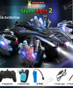 Xe Điều Khiển Địa Hình 2 Mặt Nhào Lộn Stunt Light 2, Xoay 360 độ XANH 1 PIN